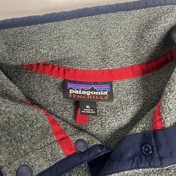 Patagonia Synchilla Fleece Snap T Womens Jacket -Gray & Blue Trim Sz XL - Picture 3 of 6